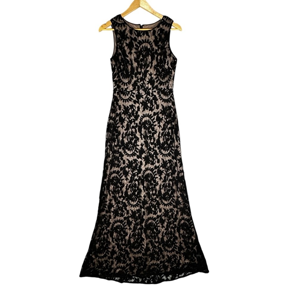 Adrianna Papell Women's Black Long Dress Wedding Guest Evening Gown size 4 - Picture 10 of 15